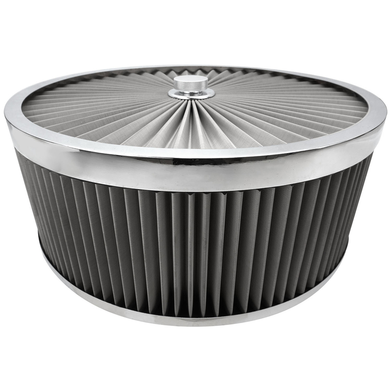 Proflow Air Filter Assembly Flow Top Round Stainless Steel 14in. x 5in. Suit 5-1/8in. Neck Recessed Base