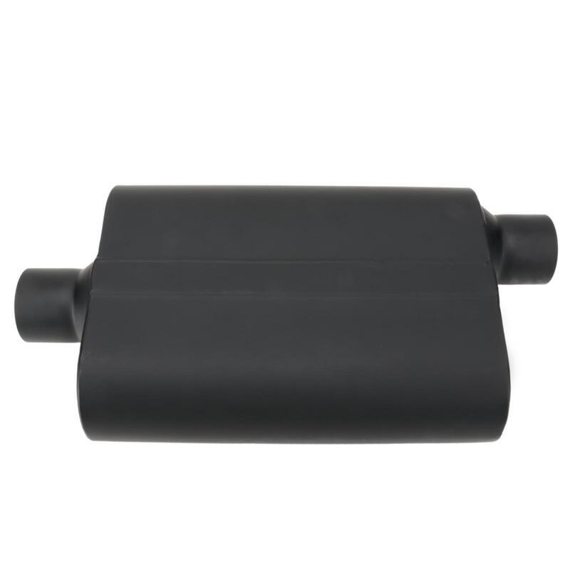 Proflow Muffler, 2.25 in, Black Compact  Flow Chamber II, Side Inlet To 2.25 in. Centre Outlet, 9.75" x 13" x 4" body, Each