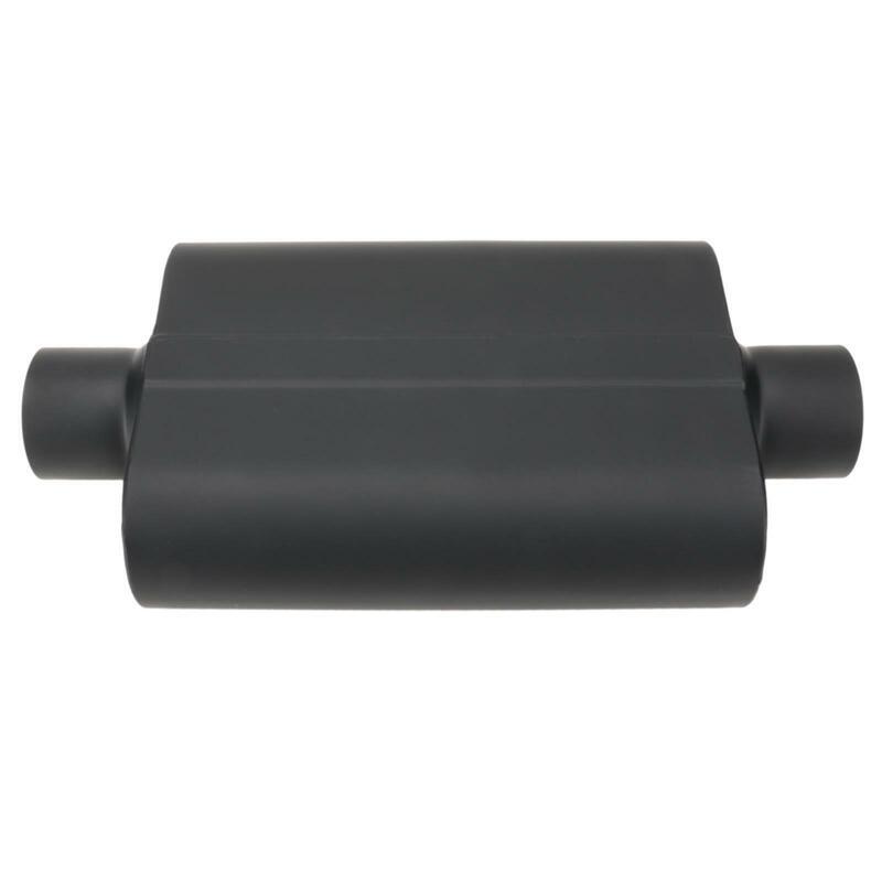 Proflow Muffler, 2.50 in, Black Compact  Flow Chamber II, Center Inlet To 2.50 in. Center Outlet, 9.75" x 13" x 4" body, Each