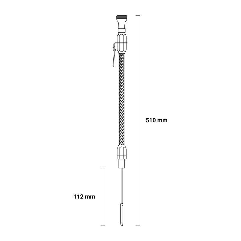 Proflow Engine Oil Dipstick Universal, Steel, Chrome Handle, 1/4 in. NPT Fitting Diagram Image