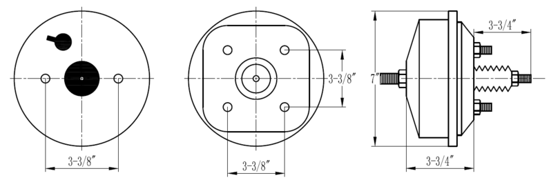 Proflow Power Brake Booster Universal 7in. Single Diaphragm, Chrome Diagram Image