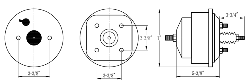 Proflow Power Brake Booster Universal 7in. Dual Diaphragm, Zinc Diagram Image