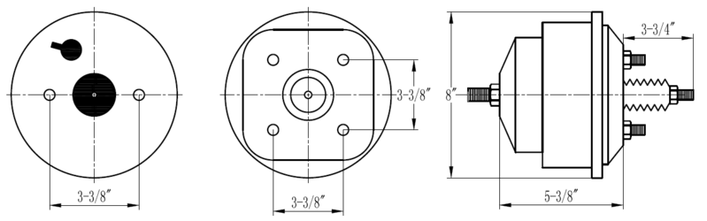 Proflow Power Brake Booster Universal 8in. Dual Diaphragm, Black Diagram Image