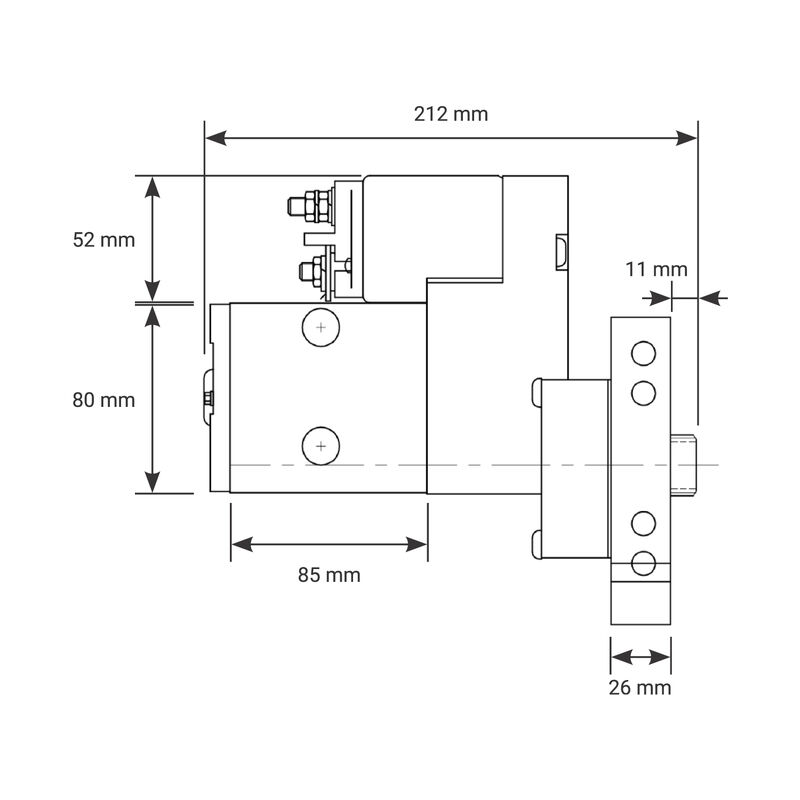 Proflow Starter Motor Master Torque Black/Natural SB & BB Chevrolet V8 1.4kw, 153 &168T Flywheel, Each Diagram Image