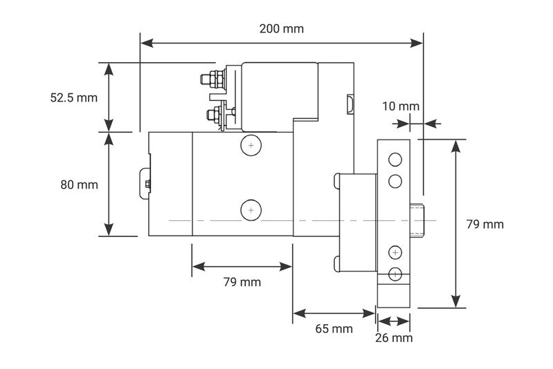 Proflow Starter Motor Master Torque Mini Black Wrinkle SB & BB Chevrolet V8 1.4kw, 153& 168t Flywheel, Each Diagram Image