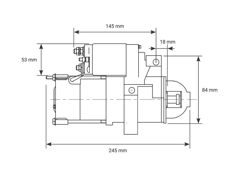Proflow Starter Motor Master Torque Black SB & BB Chevrolet V8 Staggered Mount 168T 1.4kw, Each Diagram Image