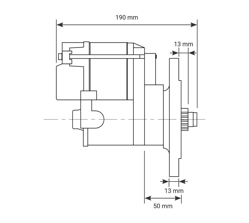 Proflow Starter Motor Power Torque Mini, Black BB For Ford 429, 460, 1.4Kw Diagram Image