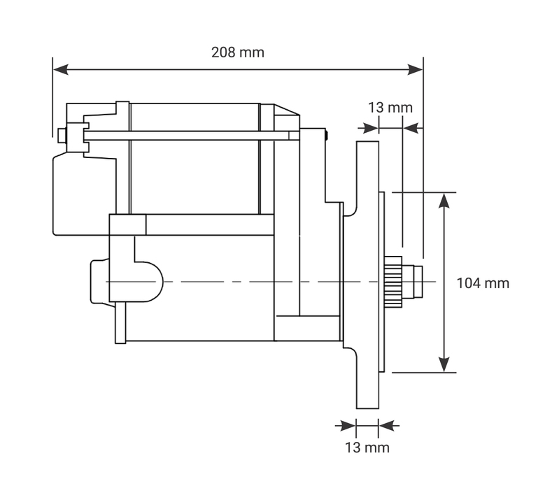 Proflow Starter Motor PowerTorque Infiniti Clock, For Ford 351M & 400/429/460, 1.4kW, 3.25:1 Ratio, Black Diagram Image