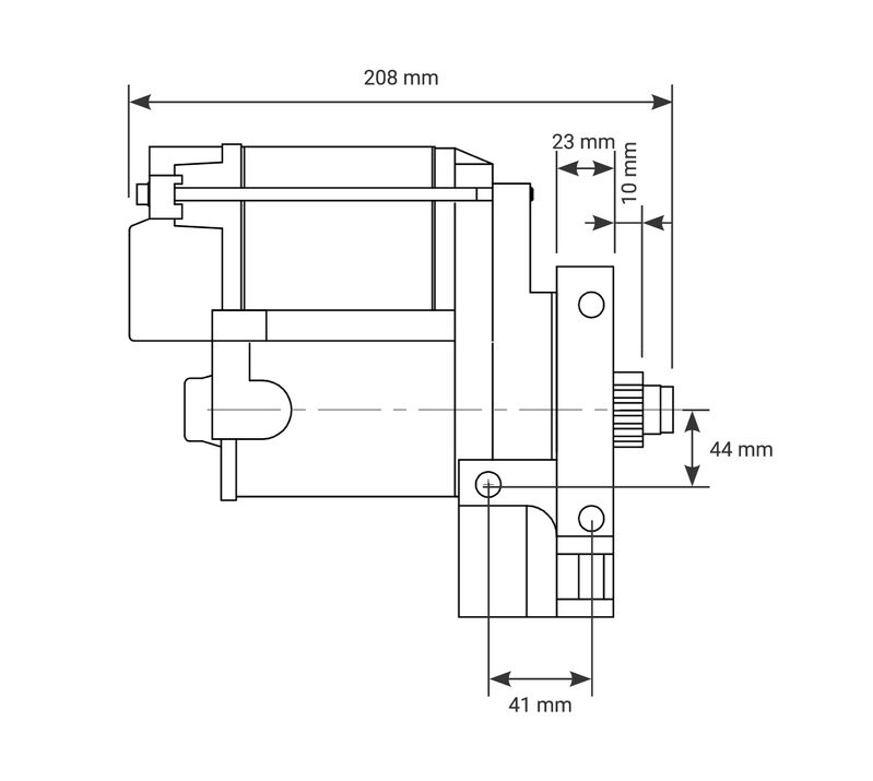 Proflow Starter Motor Power Torque Infini Clock Black Wrinkle, Staggered SB & BB For Chevrolet V8 1.4kW 153/168T Diagram Image