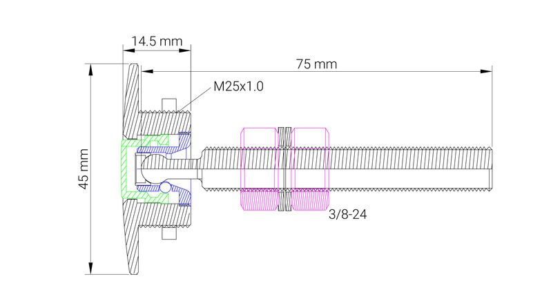 Proflow Quick Release Pro Latch 45mm Fastener, Billet Aluminium, Polished, Kit Diagram Image