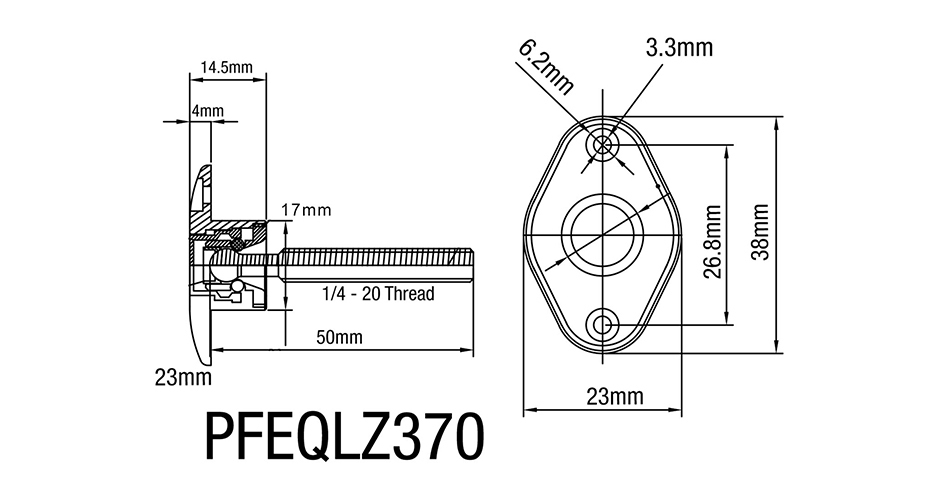 Proflow Quick Release Pro Latch Fastener Dzus, Aluminium, Polished, Small Head Diagram Image