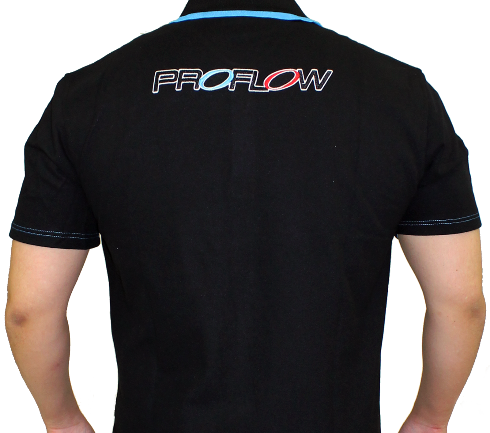 Proflow Polo Shirt, Polyester, Short Sleeve, Logo Black. Blue Collar, Men's X Small