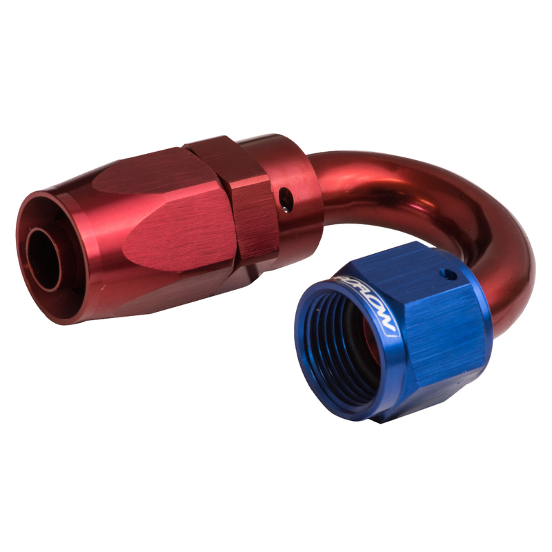 Proflow 180 Degree Hose End -16AN Hose to Female, Blue/Red