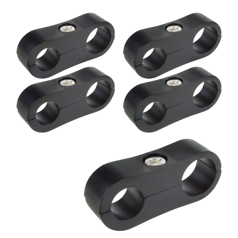 Proflow Billet Aluminium Hose & Tubing Clamp Separators, 5 pack,, Clamps, 19mm -24mm, Black