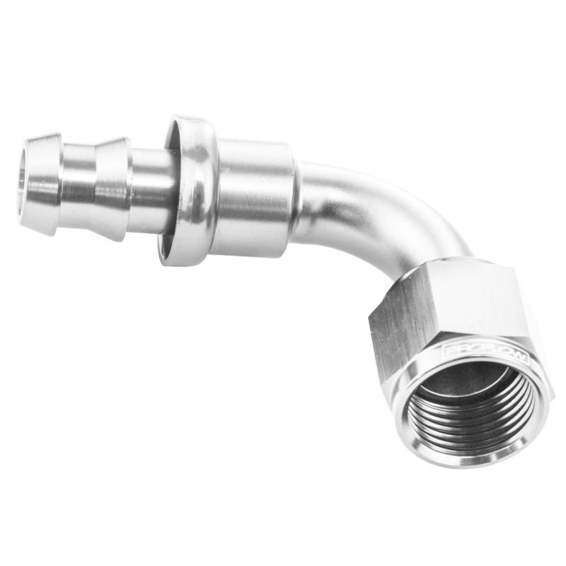Proflow 90 Degree Push Lock Hose End Barb 3/4'' To Female -12AN, Polished