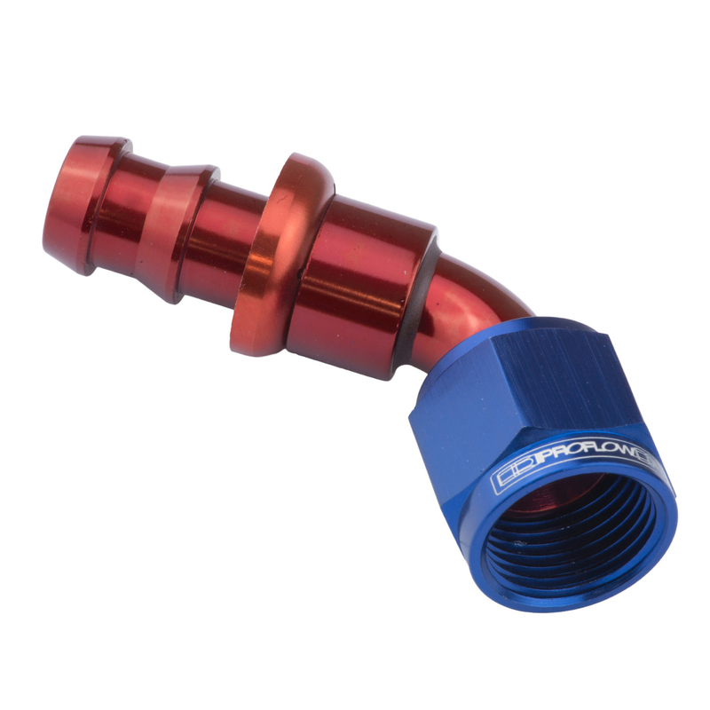 Proflow 60 Degree Push Lock Hose End Barb 5/8'' To Female -10AN