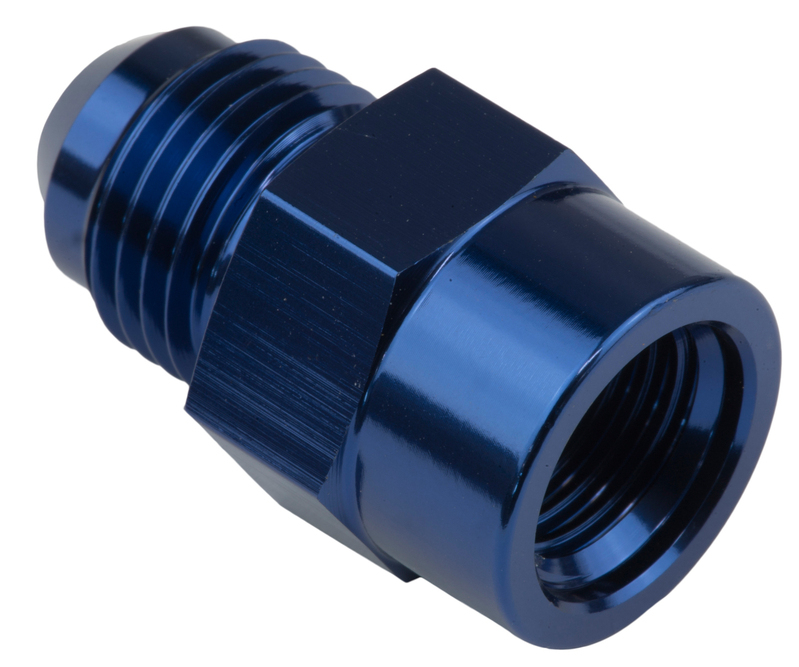 Proflow Fitting, Adaptor Metric M18 x 1.5 Female To Male -10AN, Blue