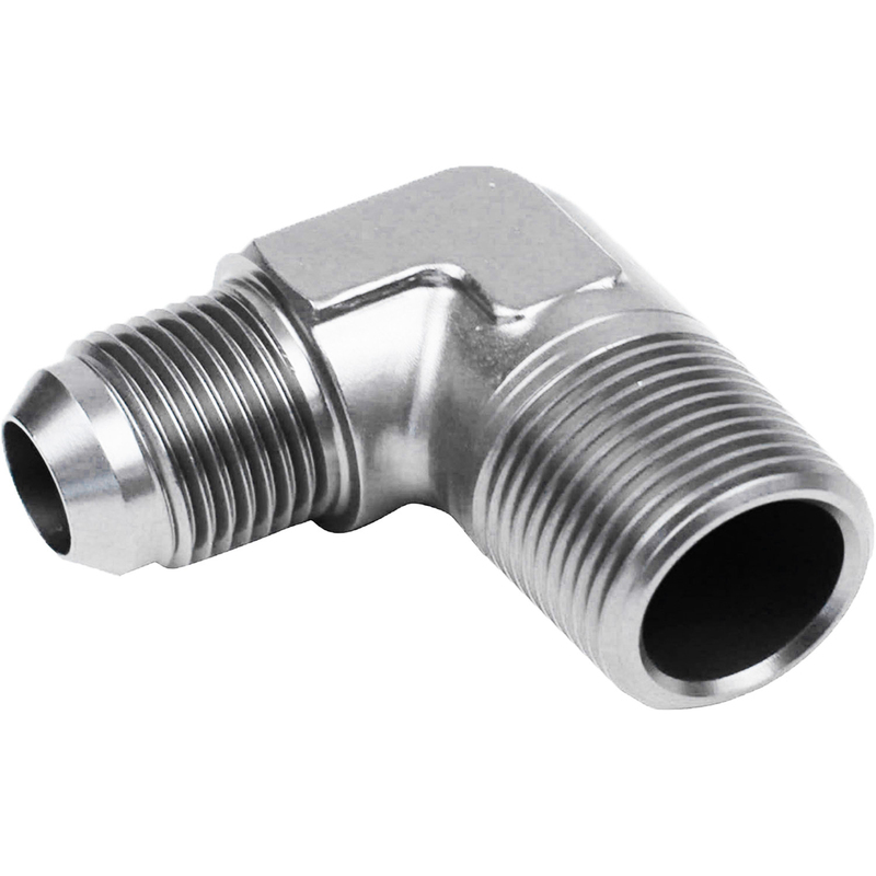 Proflow Male Adaptor -08AN To 3/8in. NPT 90 Degree, Silver