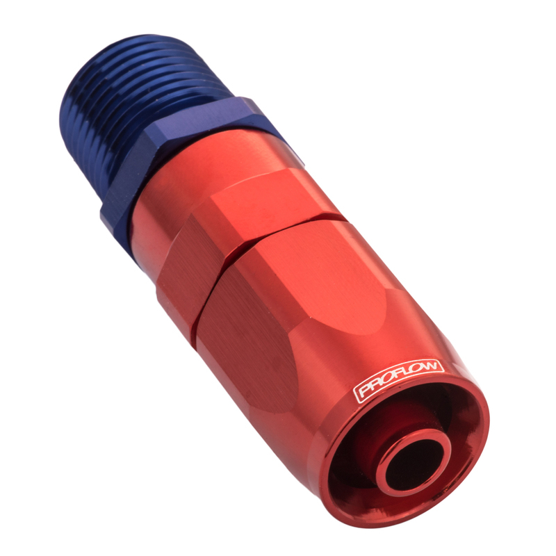 Proflow Fitting, Male Hose End Straight 3/4in. NPT To -12AN Hose, Blue