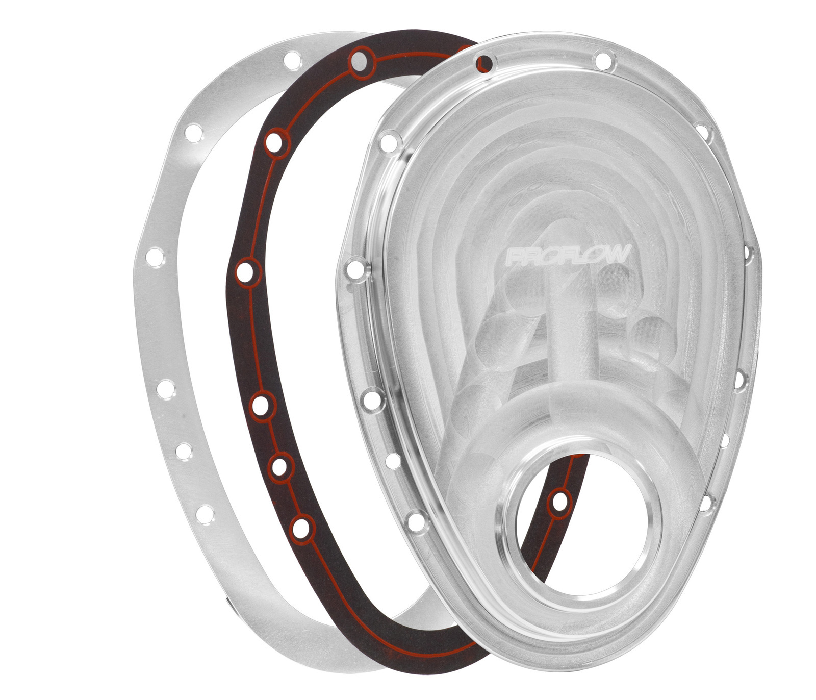 Proflow Timing Cover, 2-piece, Billet Aluminium, Silver Anodised, SB For Chevrolet V8 Small Block, Kit,