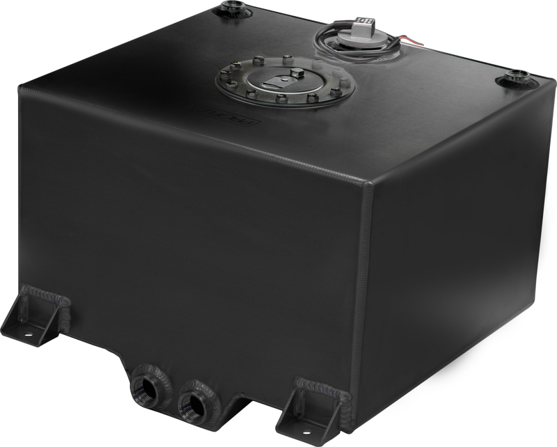 Proflow Fuel Cell, Tank, Sumped, 10Gal (38L), Aluminium, Black 410 x 380 x 260mm, With Sender Two -12 AN Female Outlets
