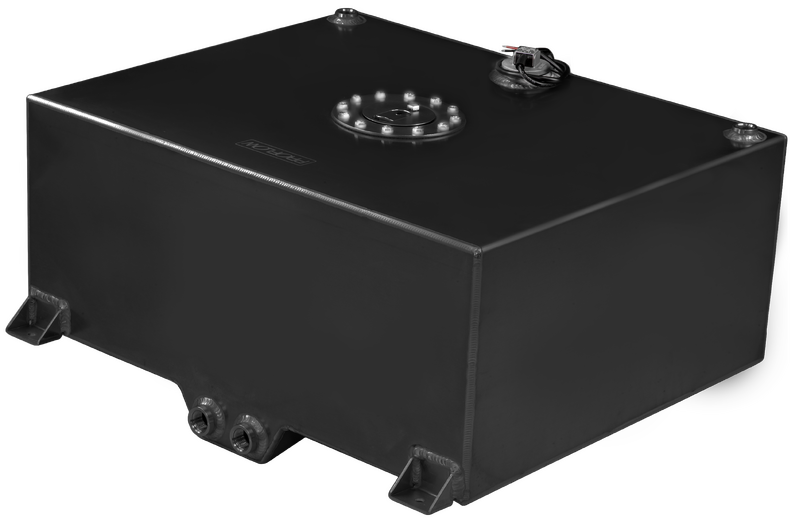 Proflow Fuel Cell, Tank, Sumped, 20Gal (76L), Aluminium, Black 620 x 510 x 260mm, With Sender Two -10 AN Female Outlets