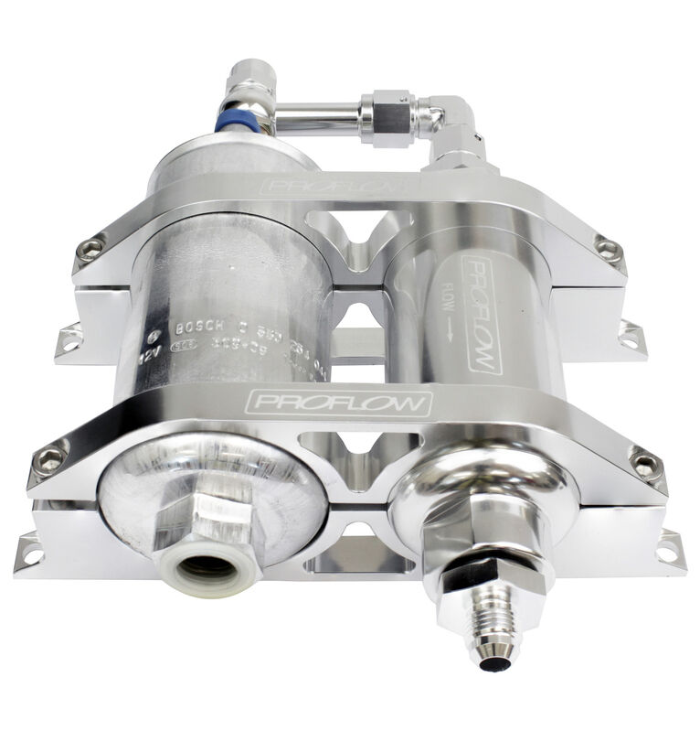 Billet Bracket Fuel Filter AN10 Silver -06AN Adapt w/044 Bosch Pump
