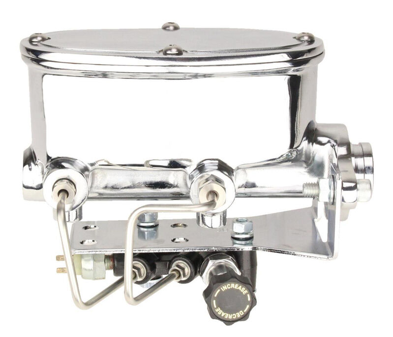 Master Cylinder, Aluminum, Polished, 1-1/8 in. Bore, Dual Bowl, Universal, Adjustable Valve Kit