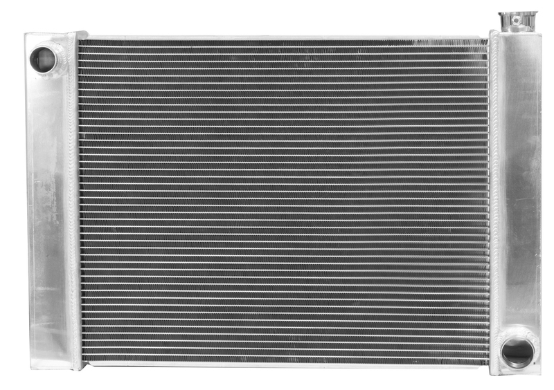 Proflow Radiator, Universal, Fabricated Aluminium Tanks, Natural, 22 in. Wide, 19.00in. High, 2.25 in. Thick, Chev Side Inlet & outlets