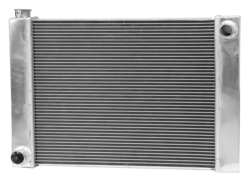 Proflow Radiator, Universal, Fabricated Aluminium Tanks, Natural, 22 in. Wide, 19.00in. High, 2.25 in. Thick, For Ford Side Inlet & outlets