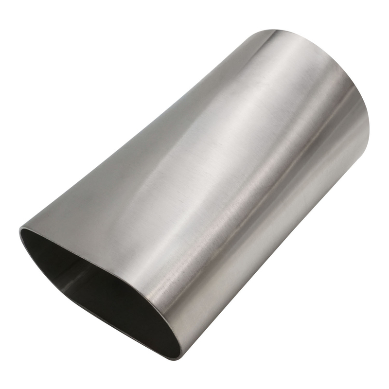 Proflow Pipe Adapter, Exhaust, Oval To Round, Stainless Steel, Raw, 3 in. Inlet/Outlet, 6 in. Length