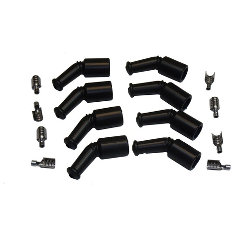 Proflow SuperMax Wire, LS Ignition Coil Boot and Terminal, Black 135 Deg, Chev For Holden, LS, 8 Boots, 8 Terminals, Kit