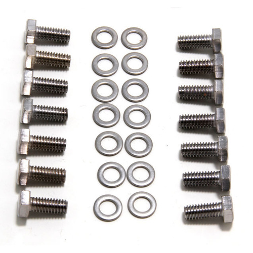Proflow Transmission Pan Bolt Kit - 5/16''-18 In Thread - 0.750 In Long, Hex Head, Steel - Zinc Oxide - Various Applications - Set Of 17