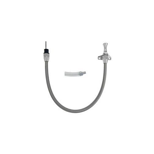 Proflow Transmission Dipstick, Braided Stainless Steel, Polished Handle, Firewall Mount, For Chrysler, A-904, Each