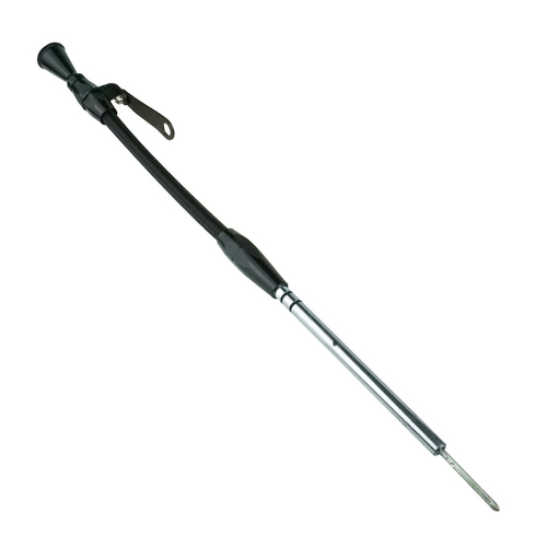 Proflow Engine Dipstick, Braided Stainless Steel Black, Billet Handle, For Chevrolet, Small Block, Driver side