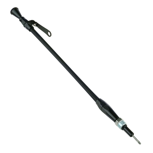 Proflow Engine Dipstick, Braided Stainless Steel Black, Billet Handle, For Ford 351W, into Aftermarket Oil Pans