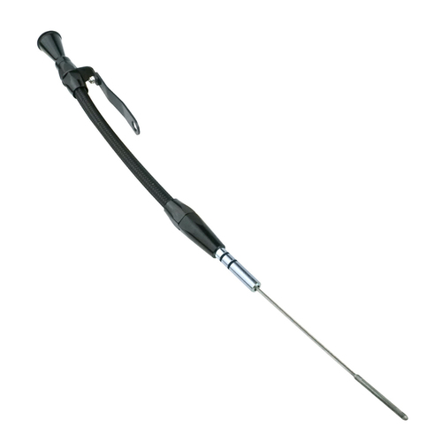 Proflow Engine Dipstick, Braided Stainless Steel Black, Billet Handle, SB For Ford Falcon 289 302W