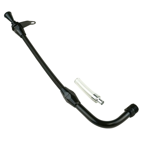 Proflow Transmission Dipstick, Braided Stainless Black, Billet Handle, Transmission Mount, For Ford C-4, C10, Pan-Fill, Each