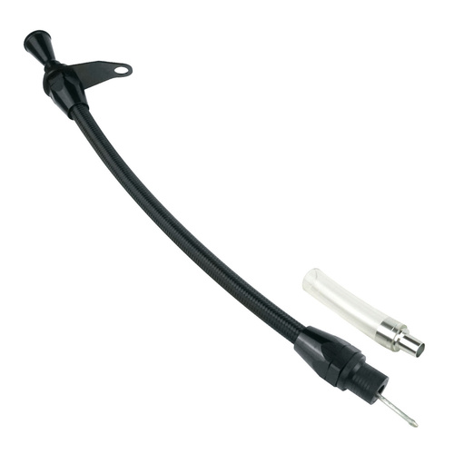 Proflow Transmission Dipstick, Braided Stainless Black , Billet Handle, Transmission Mount, TH400, Each