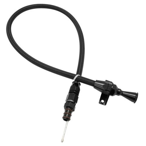 Proflow Transmission Dipstick, Braided Stainless Black, For Holden Commodore VE,VF, GM 6L80/6L80E, Billet Handle, Universal Firewall Mount, Each