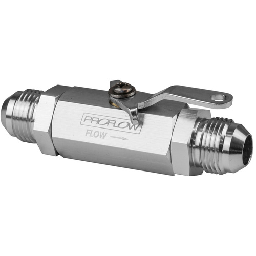 Proflow Valve, Shut-Off, Aluminium, Silver, -4 AN Male Threads, Each