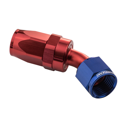 Proflow 45 Degree Hose End -10AN Hose to Female, Blue/Red