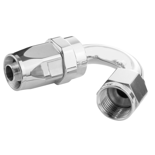 Proflow 150 Degree Hose End -08AN Hose to Female, Polished