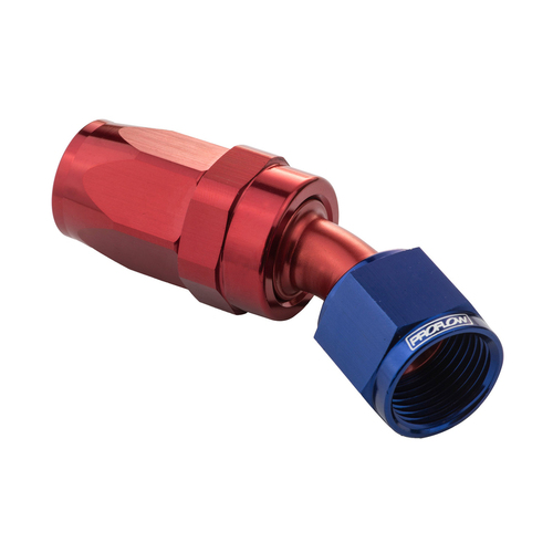 Proflow 30 Degree Hose End -04AN Hose to Female, Blue/Red