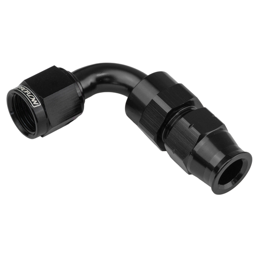 Proflow 3/8in. Tube 90 Degree To Female -06AN Hose End Tube Adaptor, Black