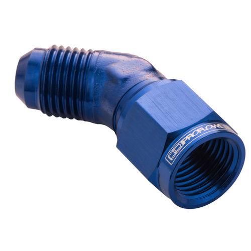 Proflow 45 Degree Male Adaptor - Female Adaptor Swivel Coupler Hose End -04AN, Blue