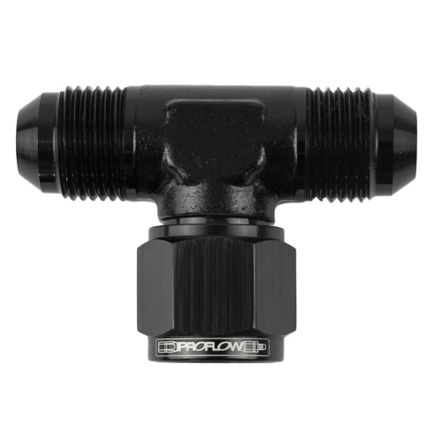 Proflow AN Tee -08AN Female Swivel Coupler Hose End On Side, Black