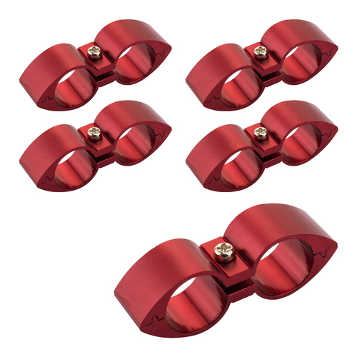 Proflow Twin Hose Clamp Separators, 5 pack,10AN, Red, 20mm Hole