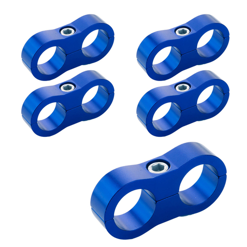 Proflow Aluminium Hose & Tubing Clamp Separators, 5 pack, Clamp 5mm ID Hole, Blue