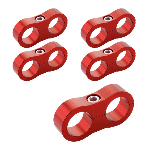 Proflow Aluminium Hose & Tubing Clamp Separators, 5 pack, Clamp 5mm ID Hole, Red